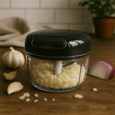 Mini Processador de Alimentos Manual em Plástico com 2 Laminas Preto e Cinza 200ml - Ela Decora